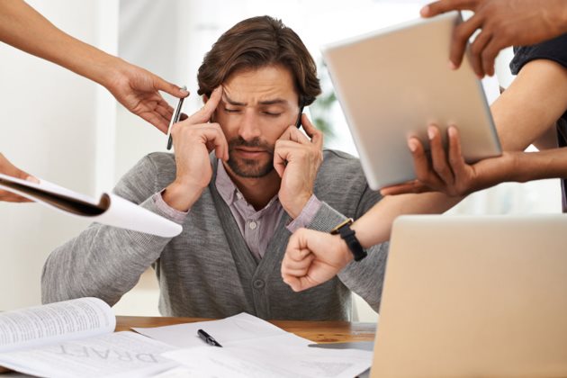Man getting distracted by different priorities