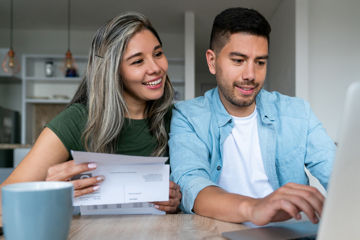 Couple viewing their statements together