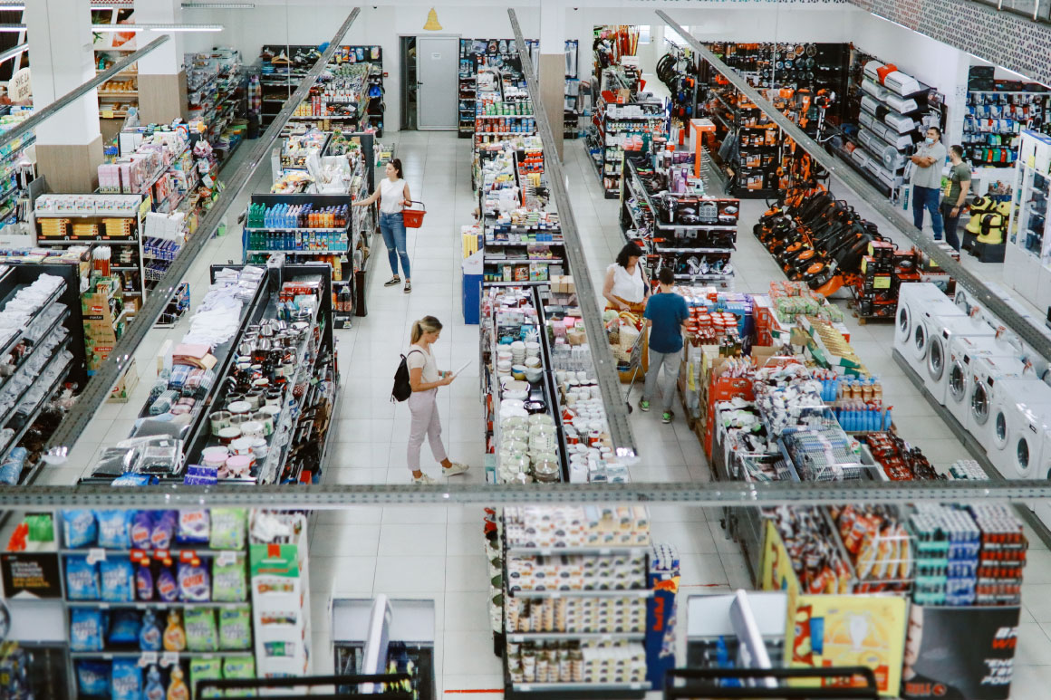 Retain store with people shopping