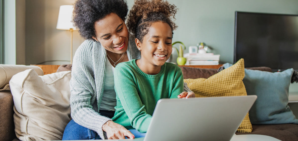 Mom and daughter on the laptop