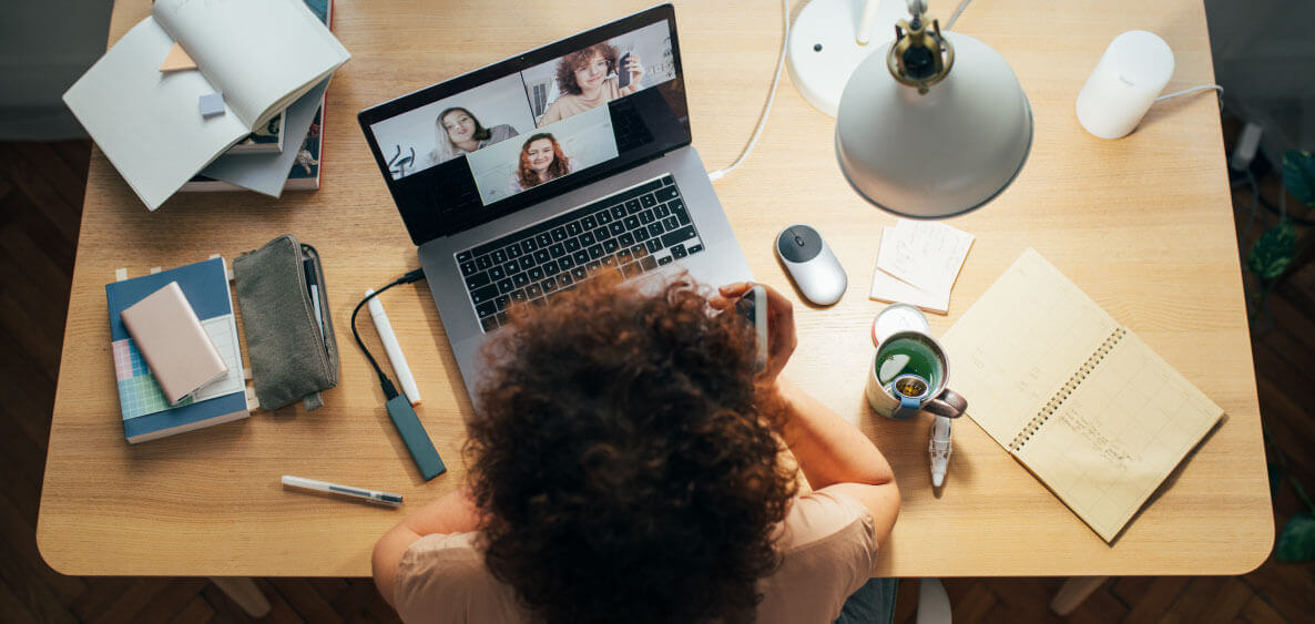 Woman working remotely