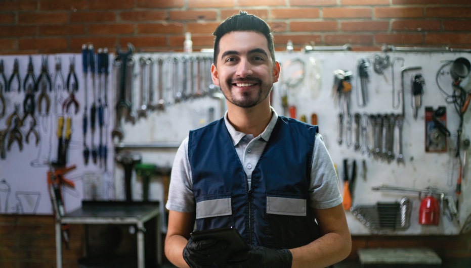 Man in tool shop