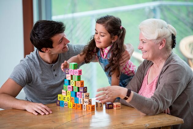 Family building blocks on the table