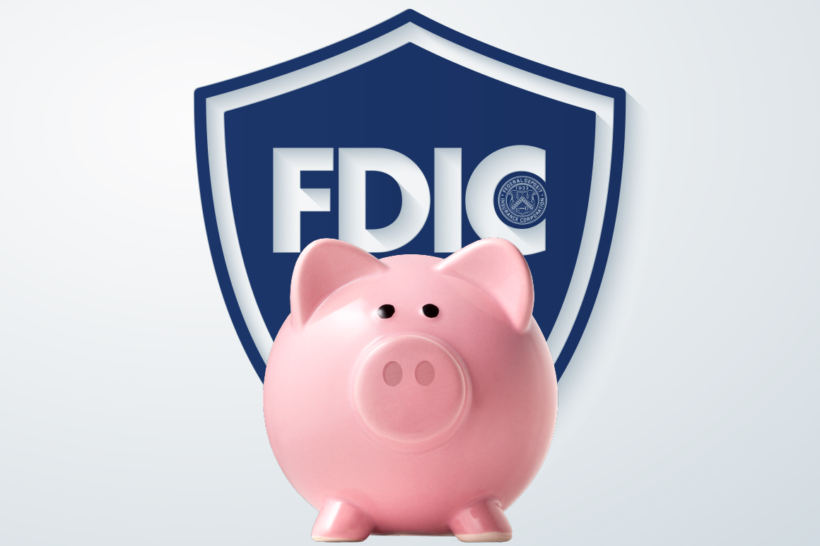 FDIC shield with pink pig