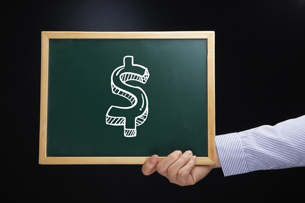 Man holding dollar sign 