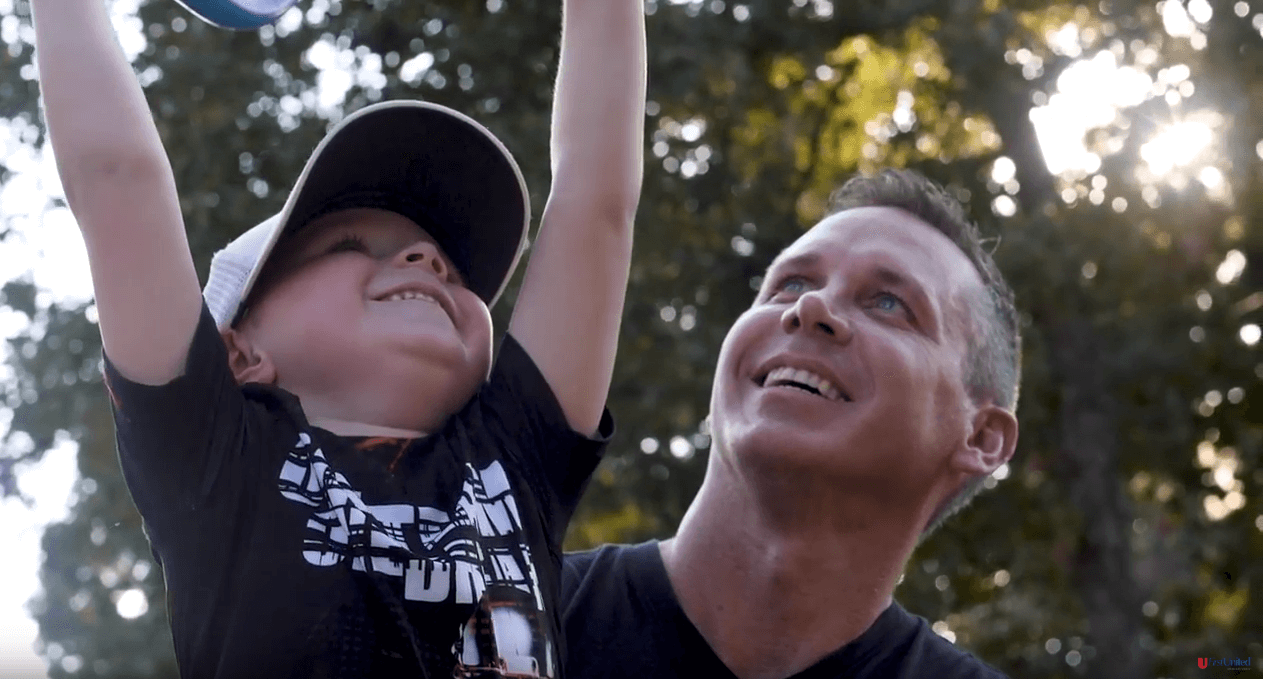 Happy man with son