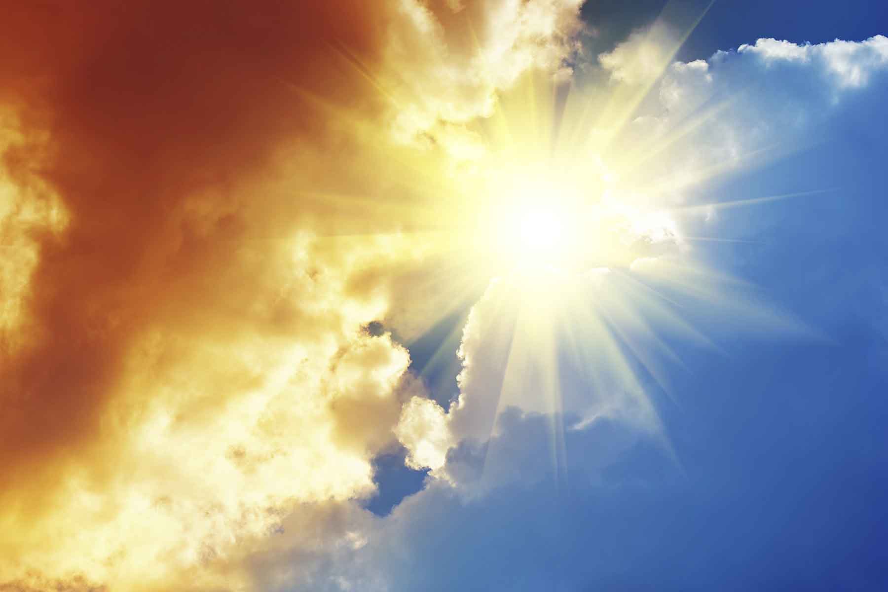 Sunrays through clouds