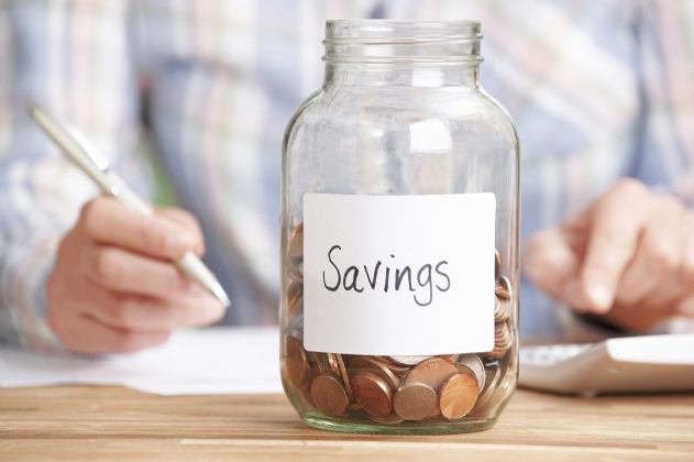 Savings jar with coins inside
