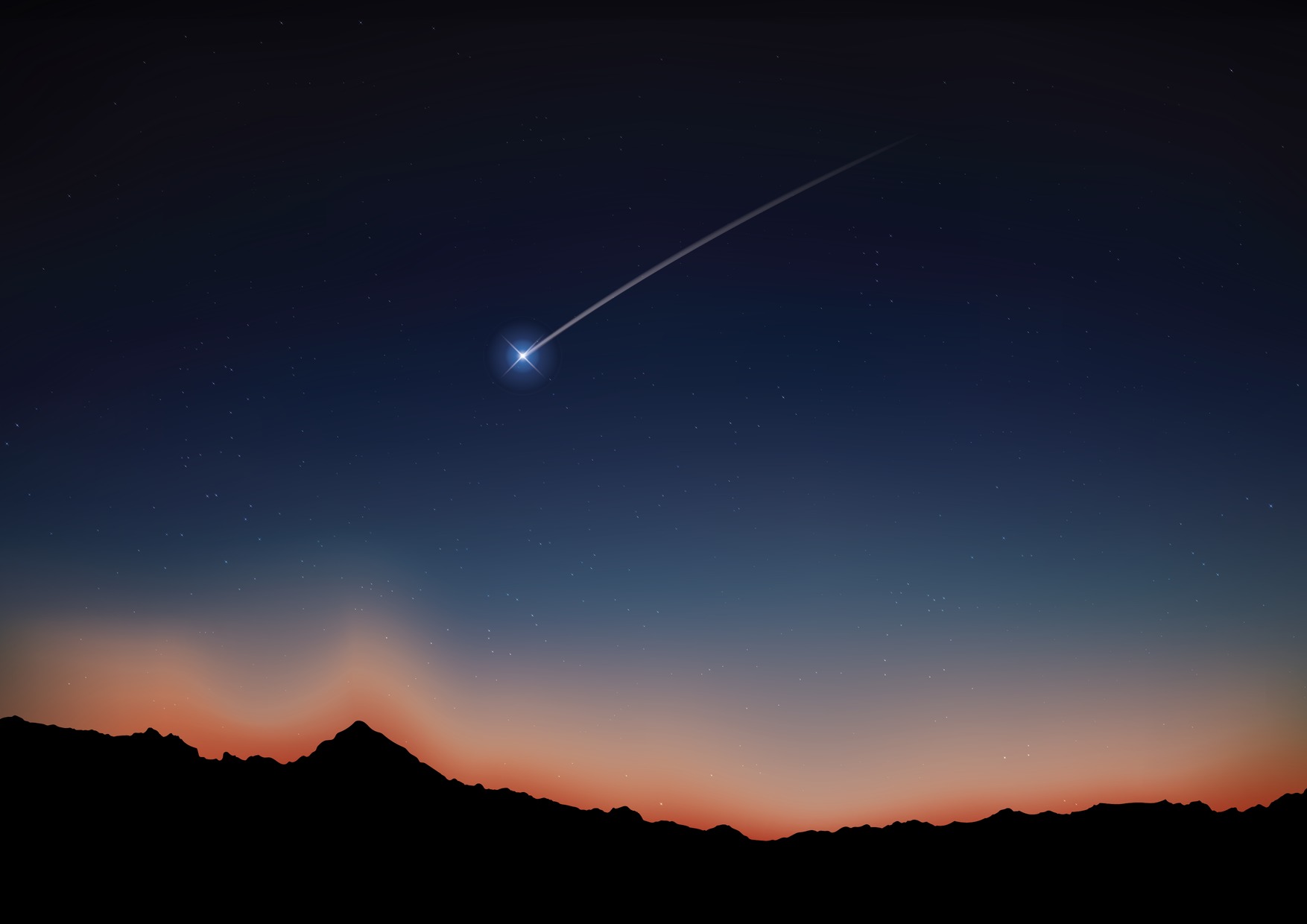 Shooting star in a dark sky
