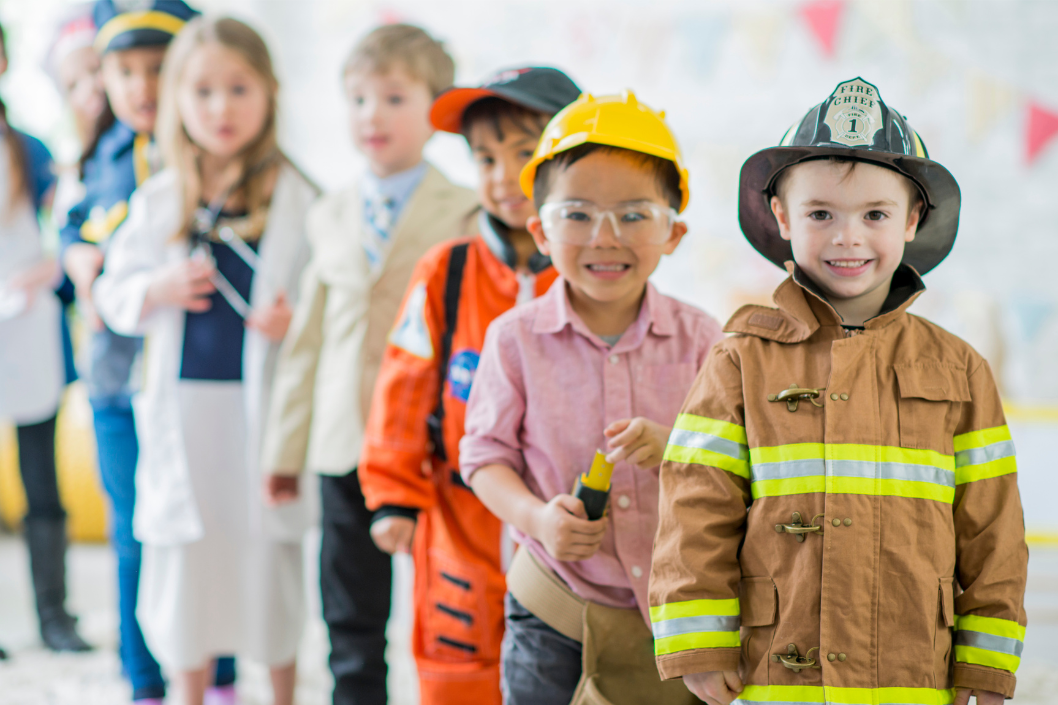 Navigating Your Career Path. Little kids dressed in career costumes.