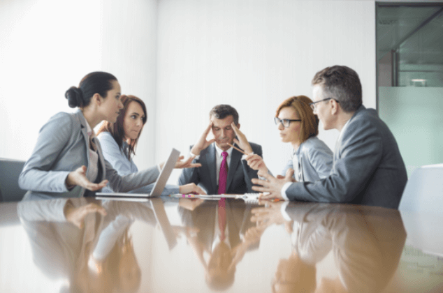 People discussing in a meeting