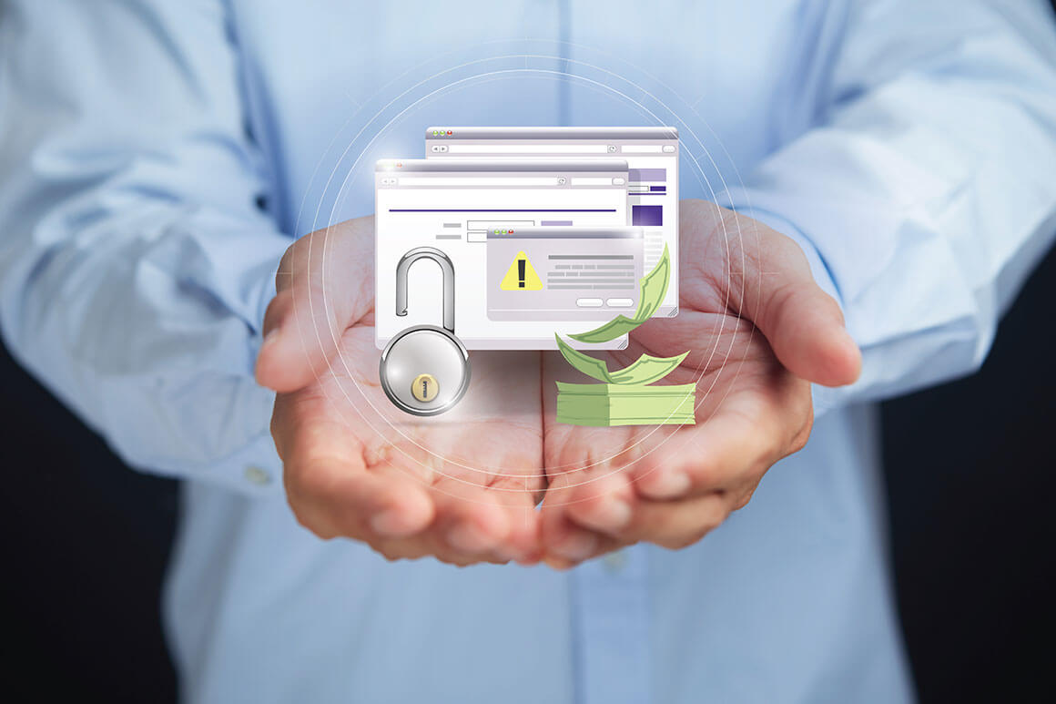 Hand holding web browser