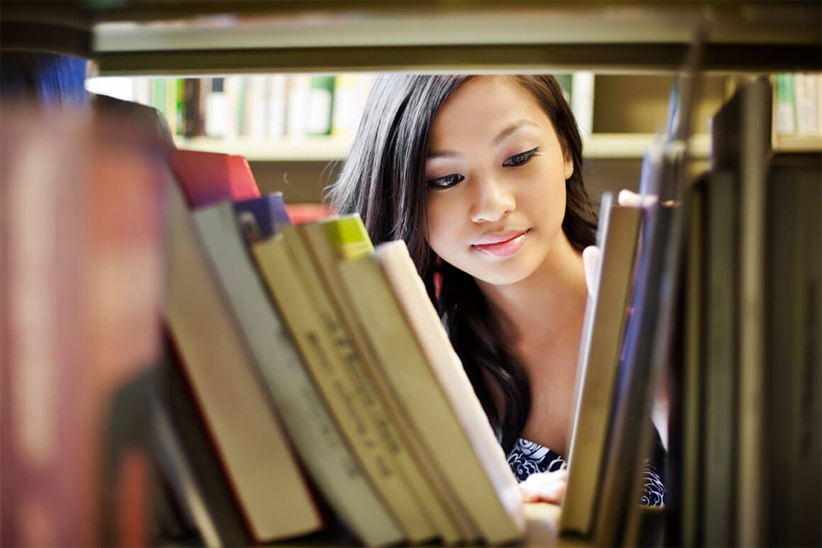 Student at the library
