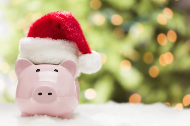 Piggy bank with Santa hat